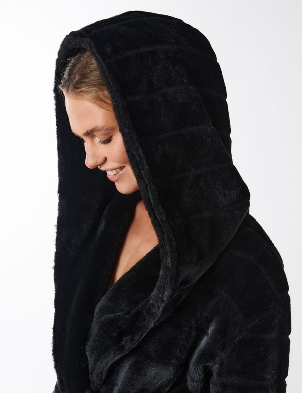 Faux Fur Hooded Short Dressing Gown image 4