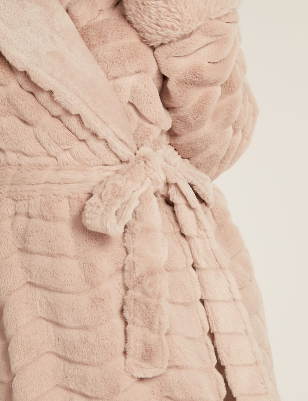 Faux Fur Textured Hooded Long Dressing Gown image 4