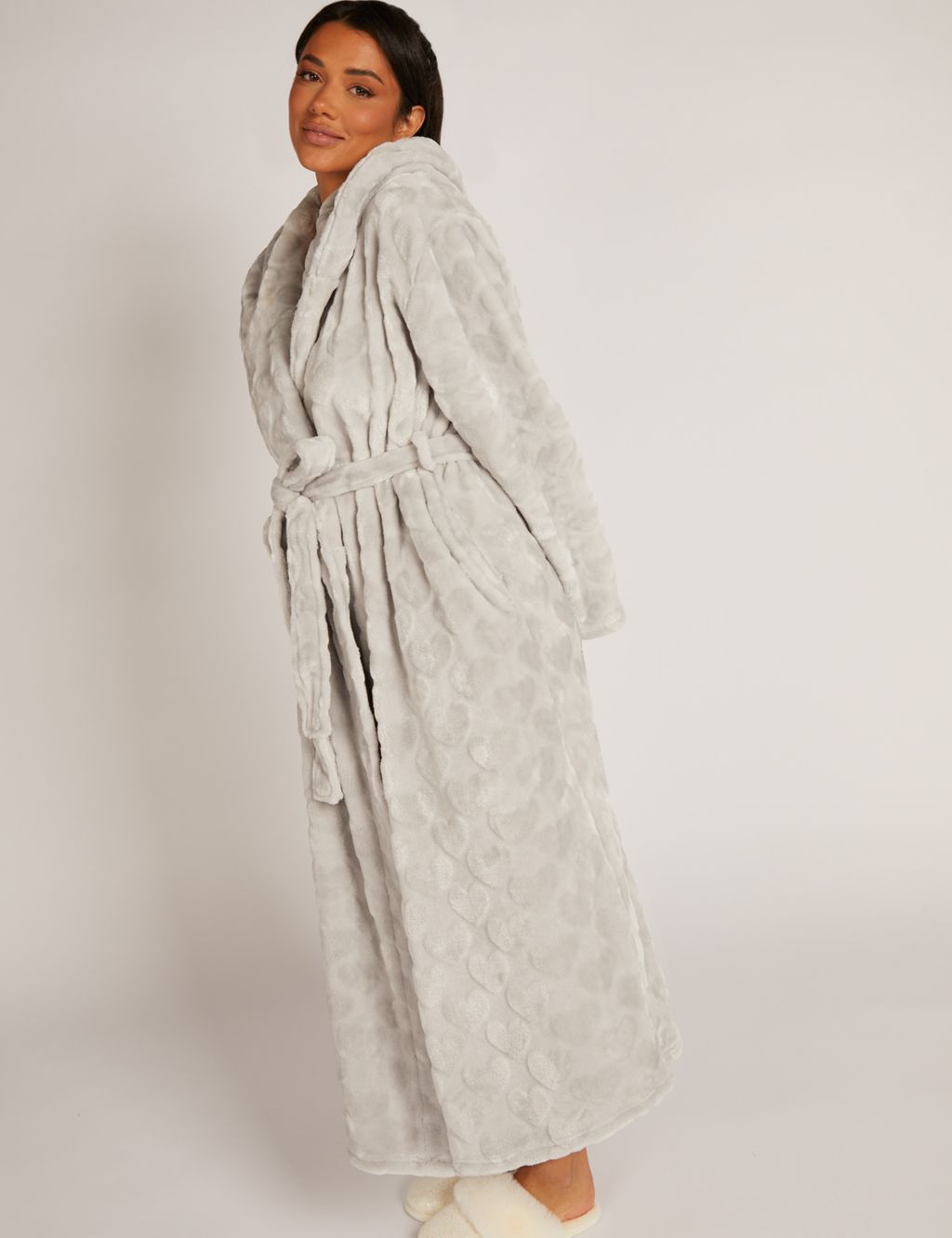 Faux Fur Heart Hooded Long Dressing Gown image 2