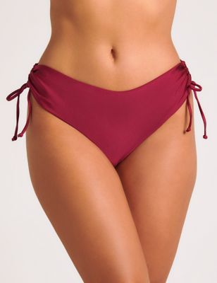 Boux Avenue Women's Ibiza Tie Side High Leg Bikini Bottoms - 10 - Burgundy, Burgundy