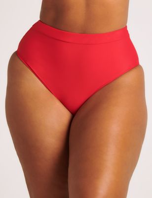 Boux Avenue Womens Sorrento High Waisted Bikini Bottoms - 12 - Red, Red