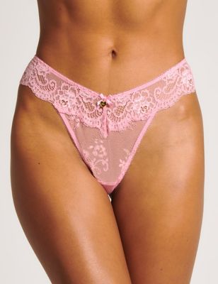 Boux Avenue Womens Amber Lace Thong - 10 - Pink, Pink