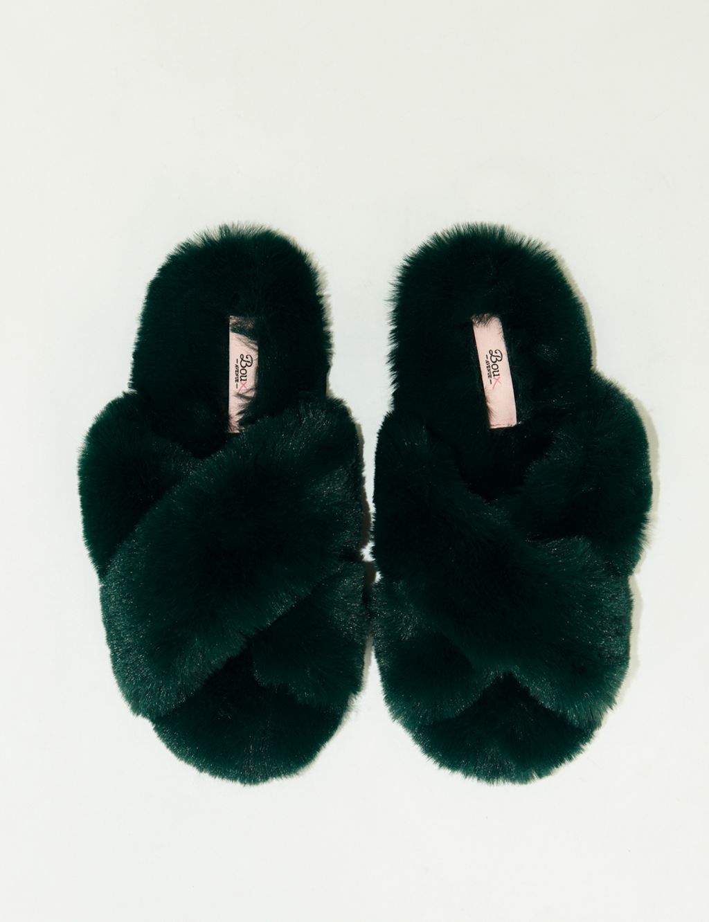 Faux Fur Crossover Open Toe Slider Slippers image 2