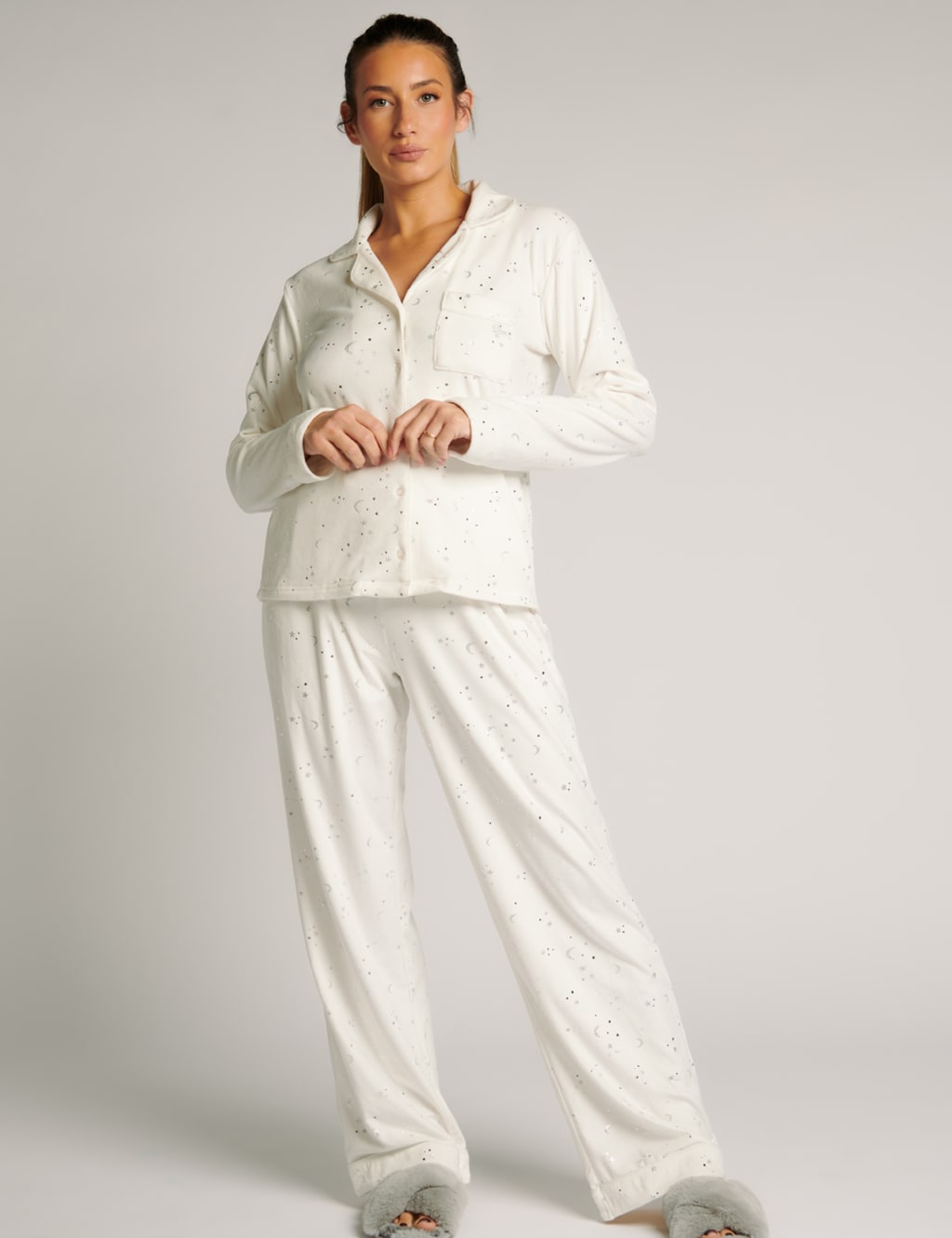 Velour Star Print Pyjama Set image 1