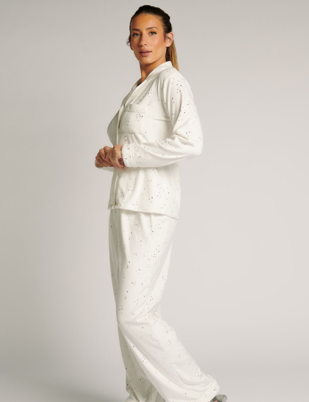 Velour Star Print Pyjama Set image 2