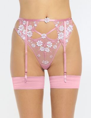 Boux Avenue Womens Eladie Embroidered Thong - 8 - Pink, Pink