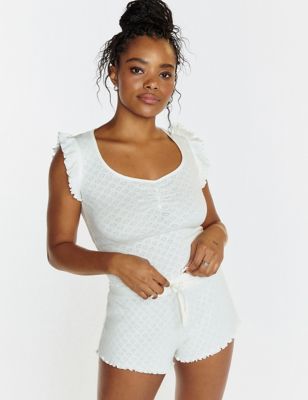 Boux Avenue Women's Pure Cotton Heart Pyjama Set - 10 - White, White