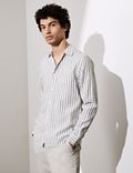 Cotton And Linen Striped Shirt