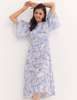 

Nobody's Child Vestido de tarde floral a media pierna con cuello redondo DaisyWomens - Blue Mix, Blue Mix