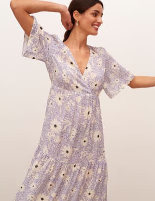 

Nobody's Child Vestido cruzado maxi floral de escote en picoWomens - Blue Mix, Blue Mix