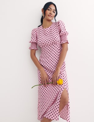 

Womens Nobody's Child Tailliertes Midi-Smokkleid mit geometrischem Muster „Luna“ - Pink Mix, Pink Mix