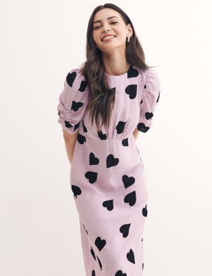 

Nobody's Child Vestido de tarde a media pierna de manga corta con estampado de corazonesWomens - Lilac Mix, Lilac Mix