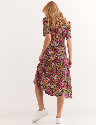 

Womens Nobody's Child Floral V-Neck Button Through Midi Tea Dress - Multi, Multi