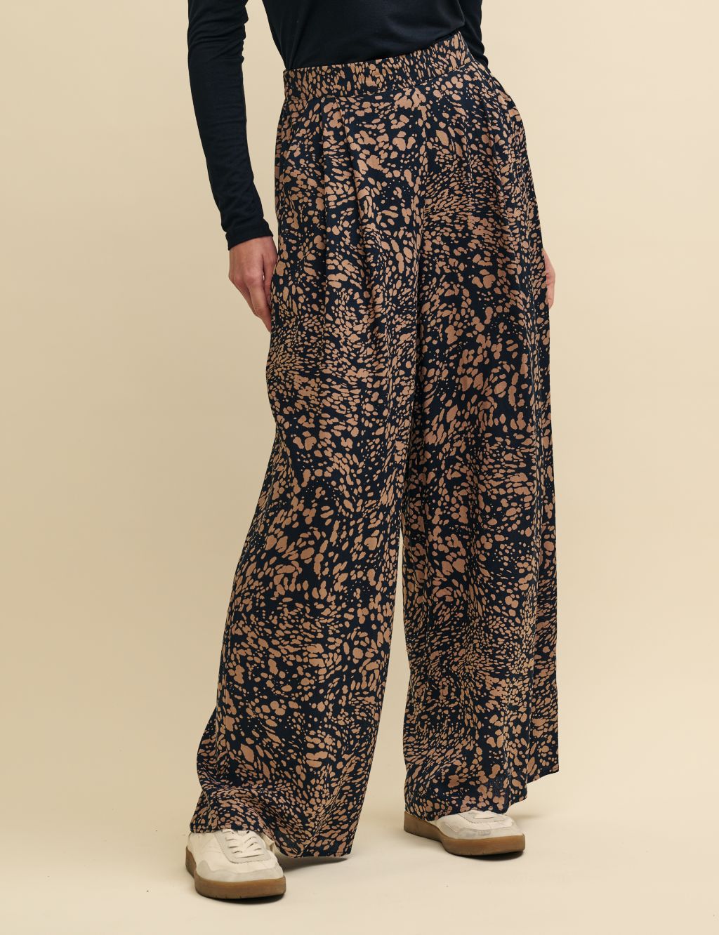 Printed Pleat Front Wide Leg Trousers image 2