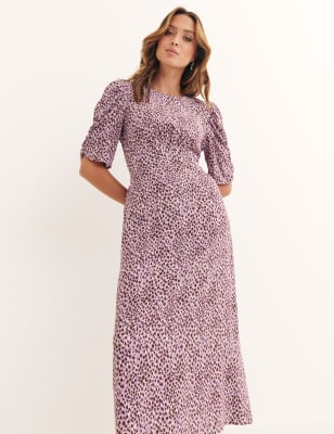 

Womens Nobody's Child Printed Round Neck Midi Tea Dress - Purple Mix, Purple Mix