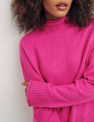 

Womens Nobody's Child Cotton Blend Funnel Neck Relaxed Jumper - Pink, Pink