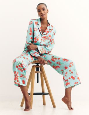 Nobody'S Child Womens Floral Print Pyjama Set - 6-8REG - Blue Mix, Blue Mix