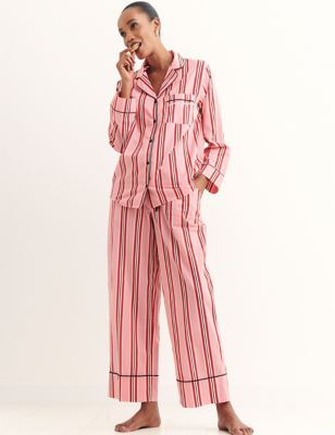 Nobody'S Child Womens Pure Cotton Striped Pyjama Set - 8-10REG - Pink Mix, Pink Mix