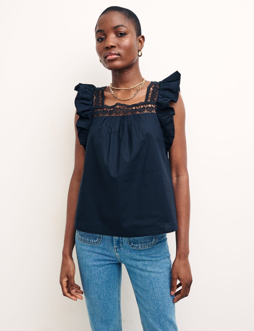 Organic Cotton Square Neck Ruffle Cami Top image 1