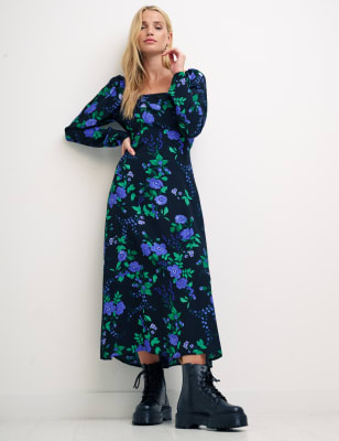 

Nobody's Child Vestido a la cintura a media pierna floral de escote cuadradoWomens - Black Mix, Black Mix
