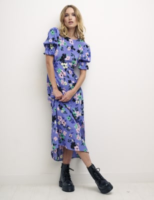 

Nobody's Child Vestido floral a media pierna a la cintura de escote cerradoWomens - Blue Mix, Blue Mix