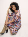 Floral Round Neck Midi Tea Dress