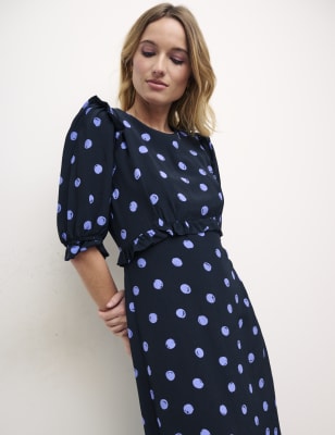 polka dot midi tea dress