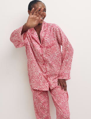 

Womens Nobody's Child Pure Cotton Floral Revere Collar Pyjama Set - Pink, Pink