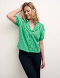 Checked Collared Relaxed Blouse