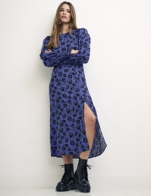 

Nobody's Child Vestido de tarde a media pierna estampado de escote cerradoWomens - Black Mix, Black Mix
