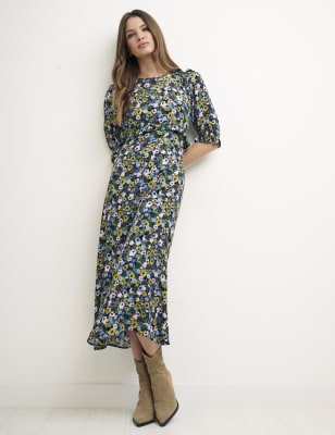 

Womens Nobody's Child Floral Crew Neck Midi Tea Dress - Multi, Multi
