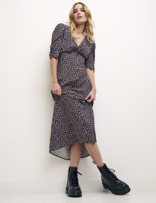 

Nobody's Child Vestido de tarde a media pierna de escote en pico y estampado de corazonesWomens - Black Mix, Black Mix