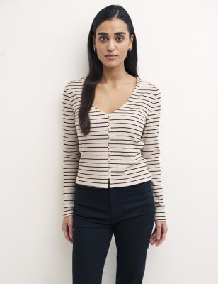 

Womens Nobody's Child Striped V-Neck Top - Cream Mix, Cream Mix
