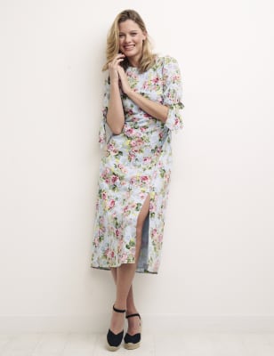

Womens Nobody's Child Organic Cotton Floral Midi Tea Dress - Multi, Multi