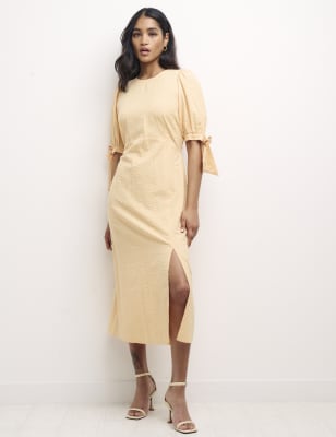 

Womens Nobody's Child Pure Cotton Textured Midi Tea Dress - Orange, Orange