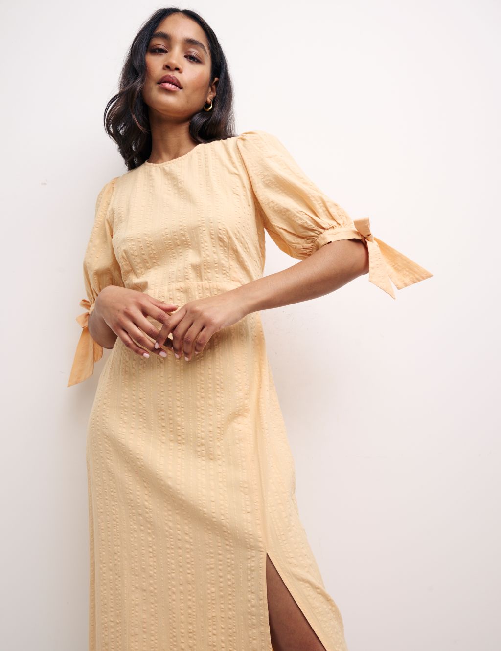 Pure Cotton Textured Midi Tea Dress image 4