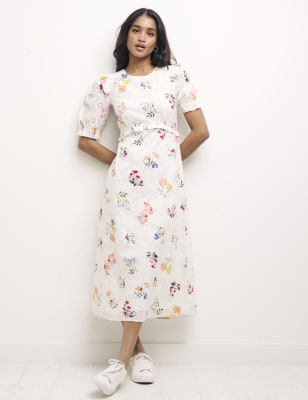 

Womens Nobody's Child Midi-Teekleid aus Bio-Baumwolle mit Lochstickerei - Multi, Multi