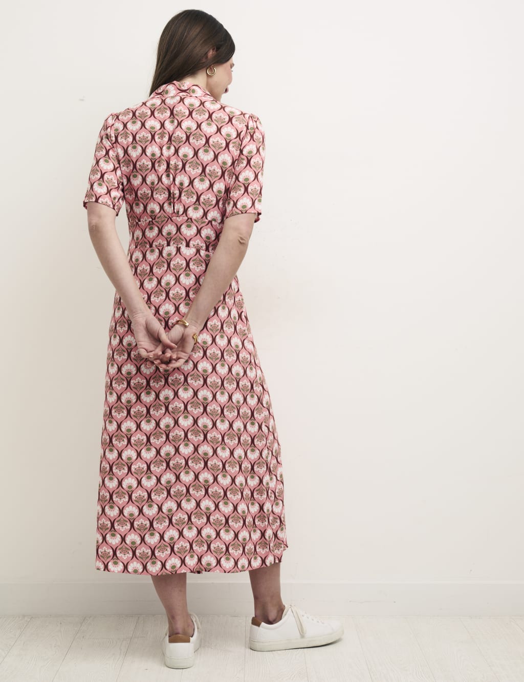 Floral Geometric Collared Midi Tea Dress image 2
