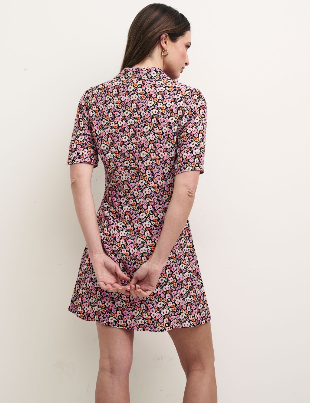 Floral Collared Button Front Mini Tea Dress image 2