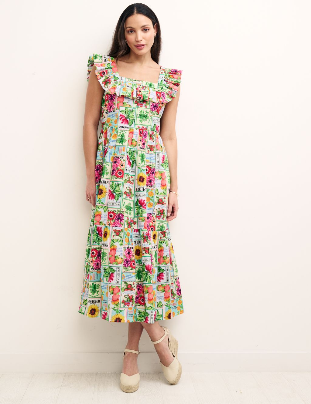 Organic Cotton Printed Midi Tiered Dress image 3