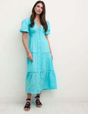 Organic Cotton Textured Midi Tea Dress