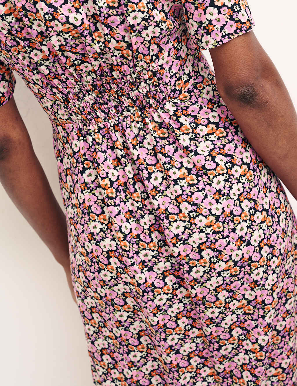 Floral V-Neck Button Front Midi Tea Dress image 2