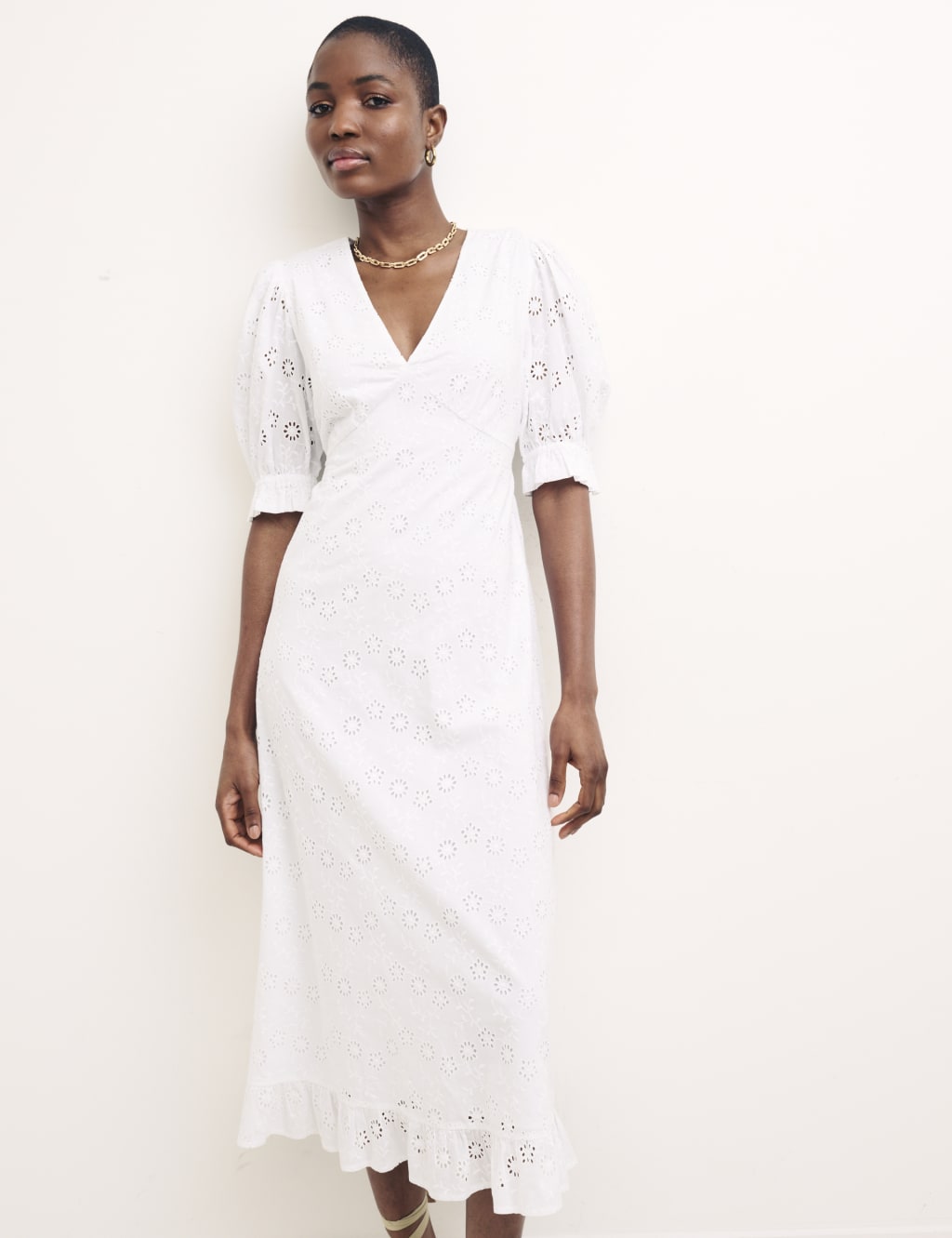 Organic Cotton Broderie Midi Tea Dress image 3