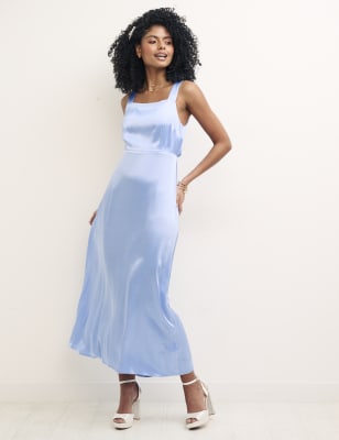 

Womens Nobody's Child Maxi-Teekleid mit eckigem Ausschnitt und Bindedetail - Blue, Blue
