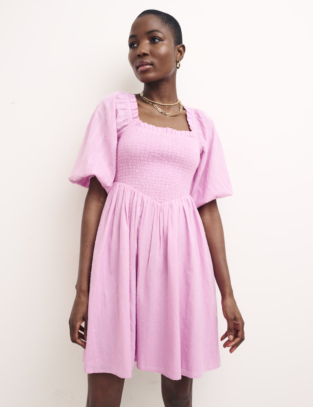 Organic Cotton Square Neck Mini Skater Dress image 4