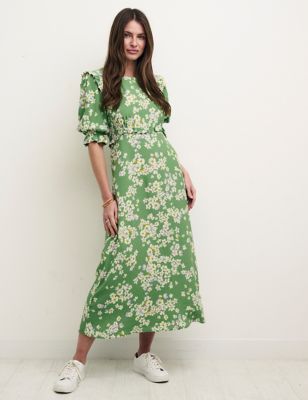 

Womens Nobody's Child Floral Frill Detail Midi Tea Dress - Green Mix, Green Mix