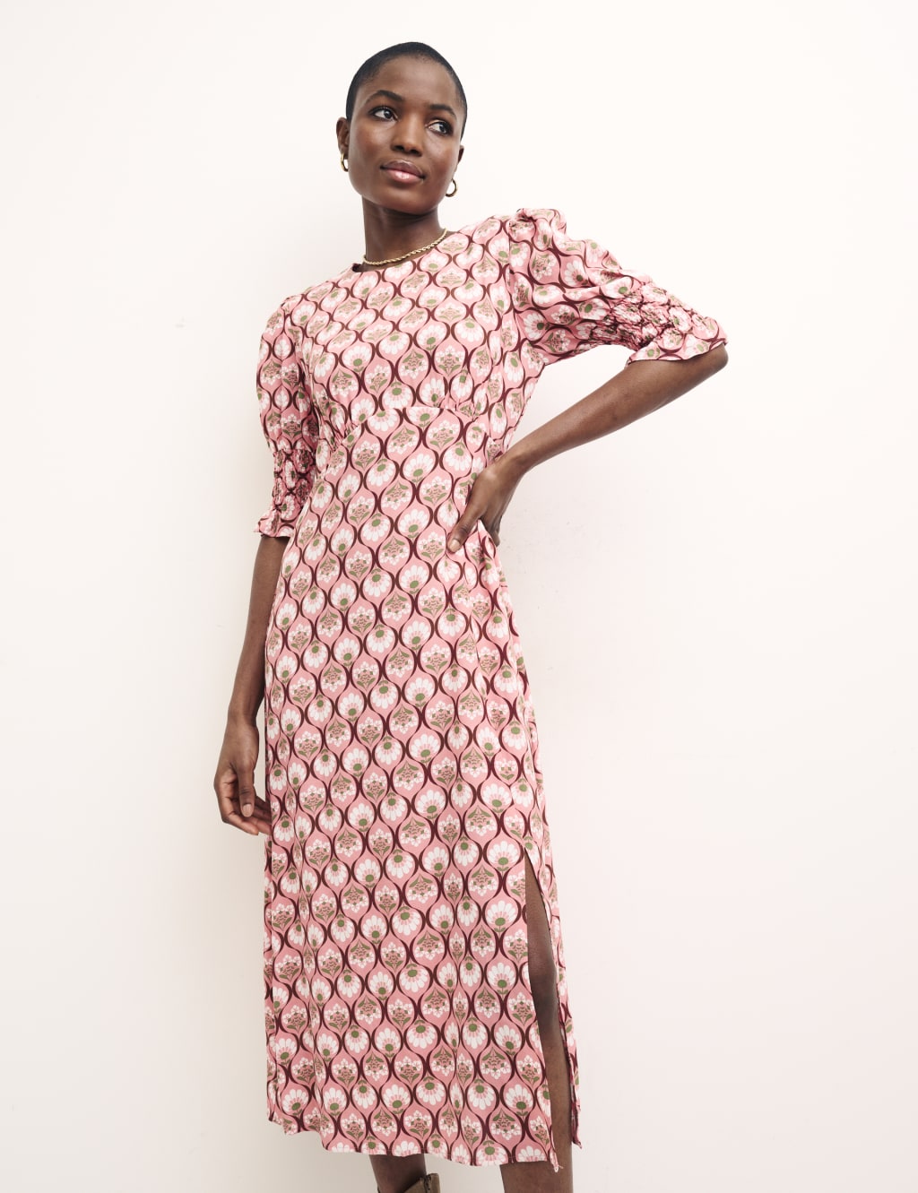 Floral Geometric Midi Waisted Dress image 1