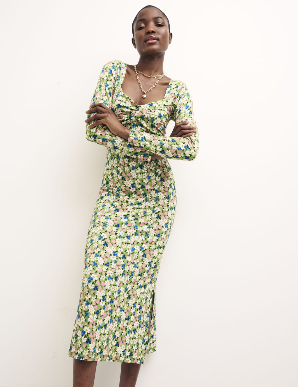 Floral Midaxi Bodycon Dress image 1