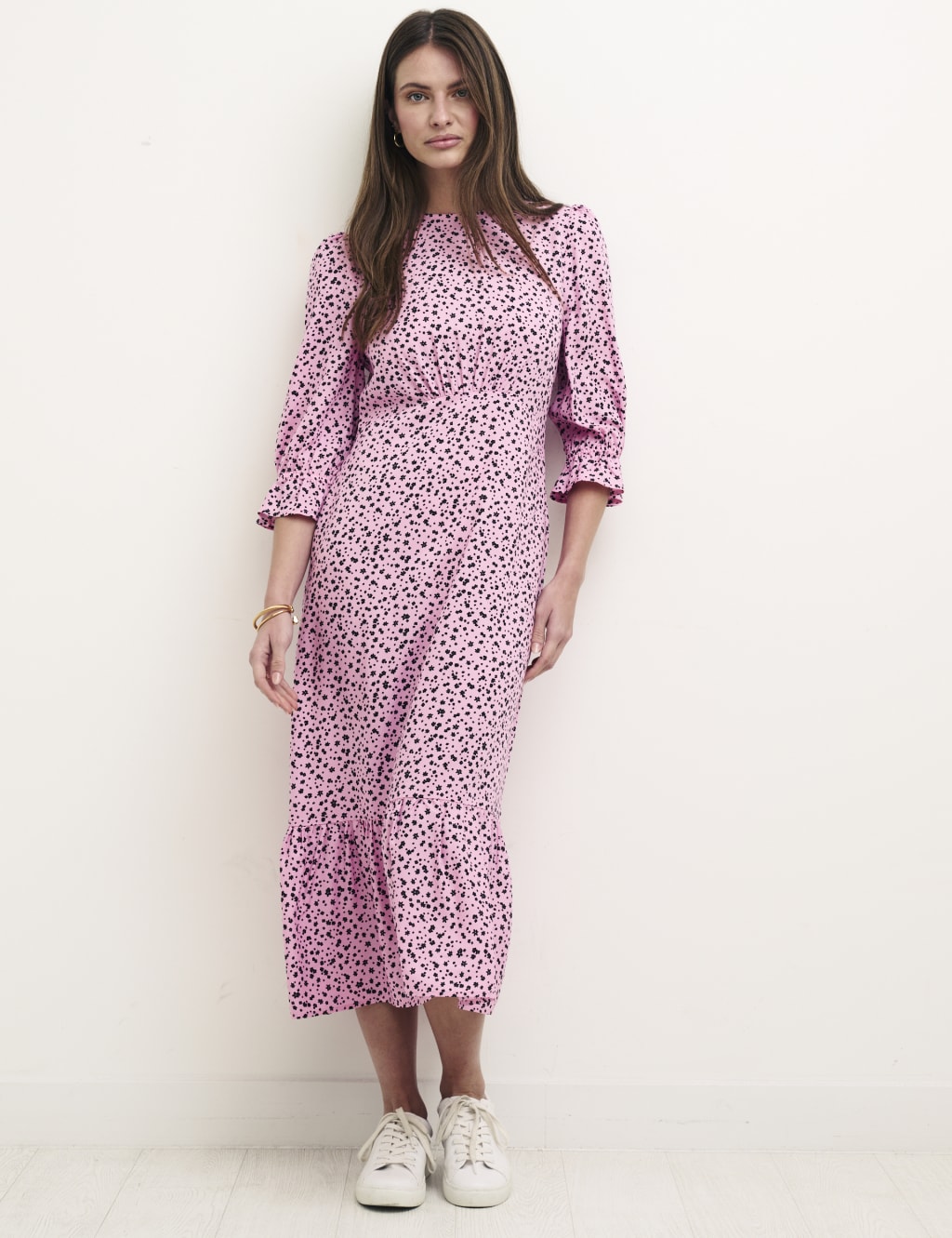 Floral Midi Waisted Dress image 5