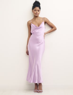 

Womens Nobody's Child Satin Tie Waist Maxi Slip Dress - Purple, Purple
